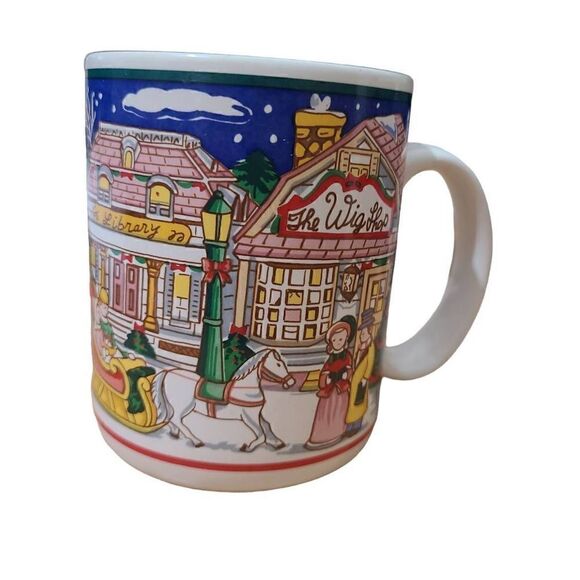 Vintage Lefton's China 1992 Colonial Village Scene Mug Collection w/ Box (C26) - Picture 2 of 8